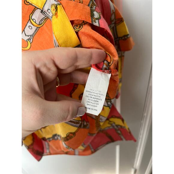 Vipavadee Women's Orange Equestrian Lightweight Horse Bit Button Blouse Large - Picture 7 of 7